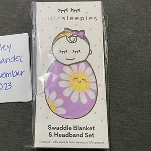 Flower power swaddle and bow set